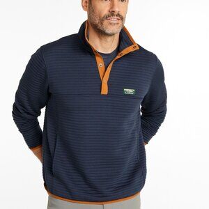 L.L. Bean Men's Airlight Quilted Knit Half-Zip Pullover Hoodie Navy Blue Large